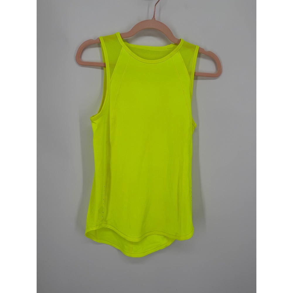 Lululemon Sculpt Tank Top Women Size 4 Neon Yellow Mesh Back Activewear